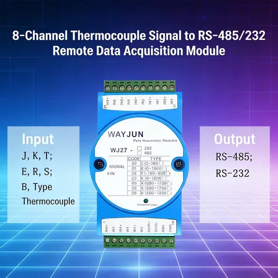 8-Channel Вход сигнала термопары, выход через RS-485 интерфейс J/ K/ T