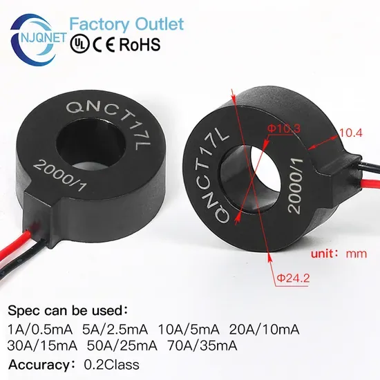 Тип кольцевого ТТ Qnct17L 1000/1 50A 50mA 50A 25mA 100A 50mA 2000: 1 Торроидальный датчик тока Высокая точность Микро трансформатор тока
