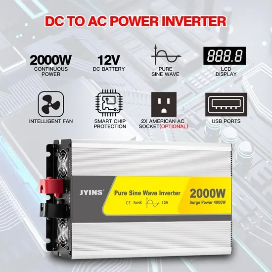 2000W 12V/24V/48V Преобразователь постоянного тока в переменный 110V/220V/230V Чистый синусоидальный солнечный инвертор