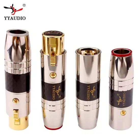 YYAUDIO A1 HiFi Аудио 3Pin Мужские и Женские Золотые Плакированные Углеродные Волокна XLR Разъемы Балансные Вилки 11MM