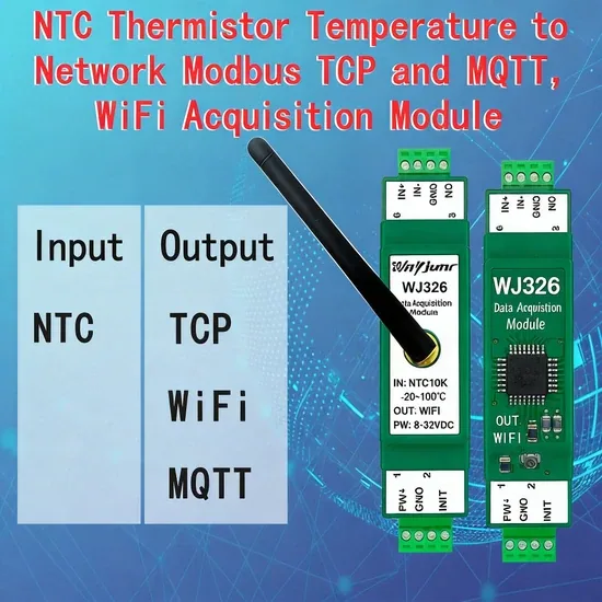 Преобразовать Ntc10K/Ntc20K/Ntc50K резисторы в стандартный Modbus TCP поддерживает TCP сервер, UDP, Mqtt